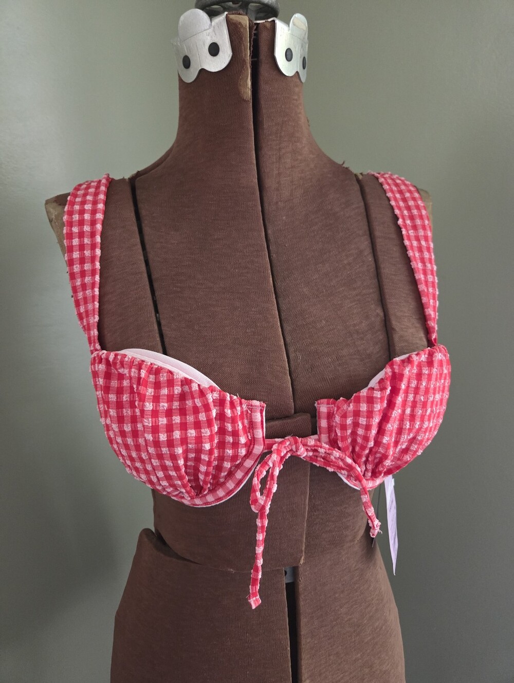 New Wild Fable XXS/0 Red/Pink Plaid Bikini Top
